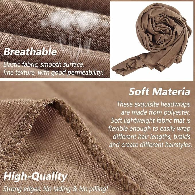 PWEOUKE Head Wraps for Black Women African Head Wrap Lightweight for Women Long Plain Turban Hair Scarf Scarves - Image 2